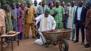 Father demanding wheelbarrow insurance during Nigerian marriage introduction – funny wedding story