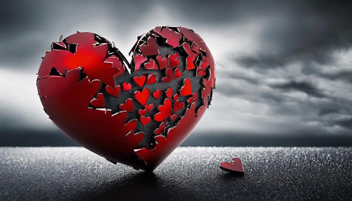 A broken heart symbolizing the pain of infidelity.