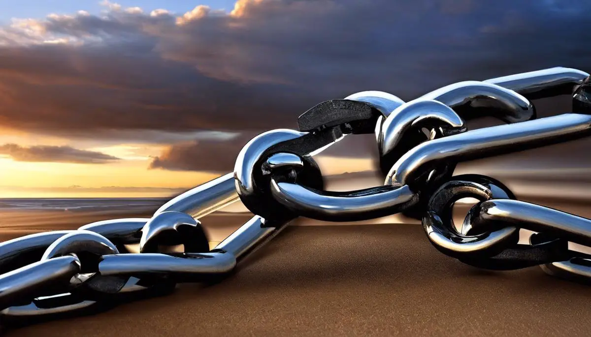 A broken chain symbolizing trust issues within relationships.